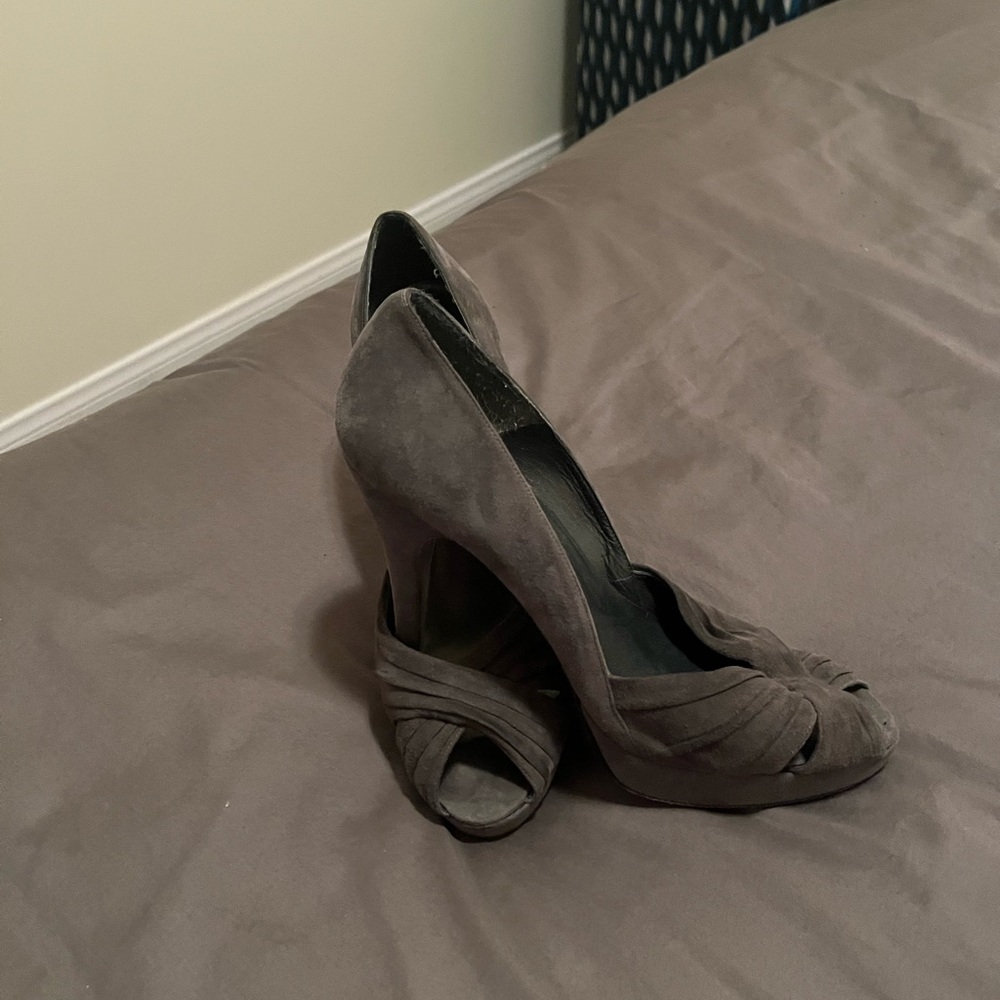 Stuart Weitzman Grey Suede Heels